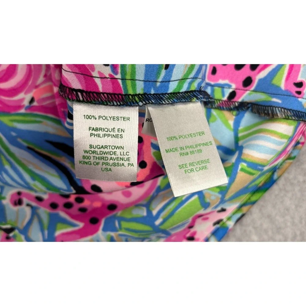 Lilly Pulitzer Black Tropical Leopard Print Elastic Waist Midi Skirt Sz 6 - Picture 3 of 7